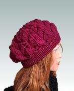 Handgemaakte Gebreide Baret Bordeauxrood, Handgemaakt, Ophalen of Verzenden, Nieuw, Muts
