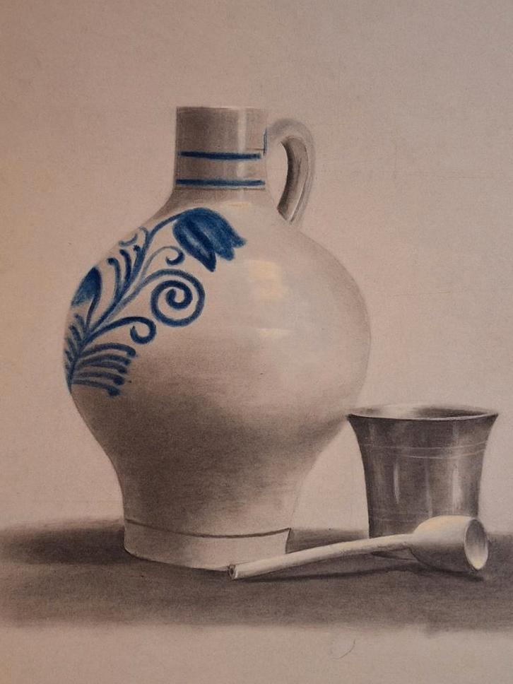 Pastel schilderij stilleven 1915 Jaques v Mourik, Antiek en Kunst, Kunst | Schilderijen | Klassiek, Ophalen of Verzenden