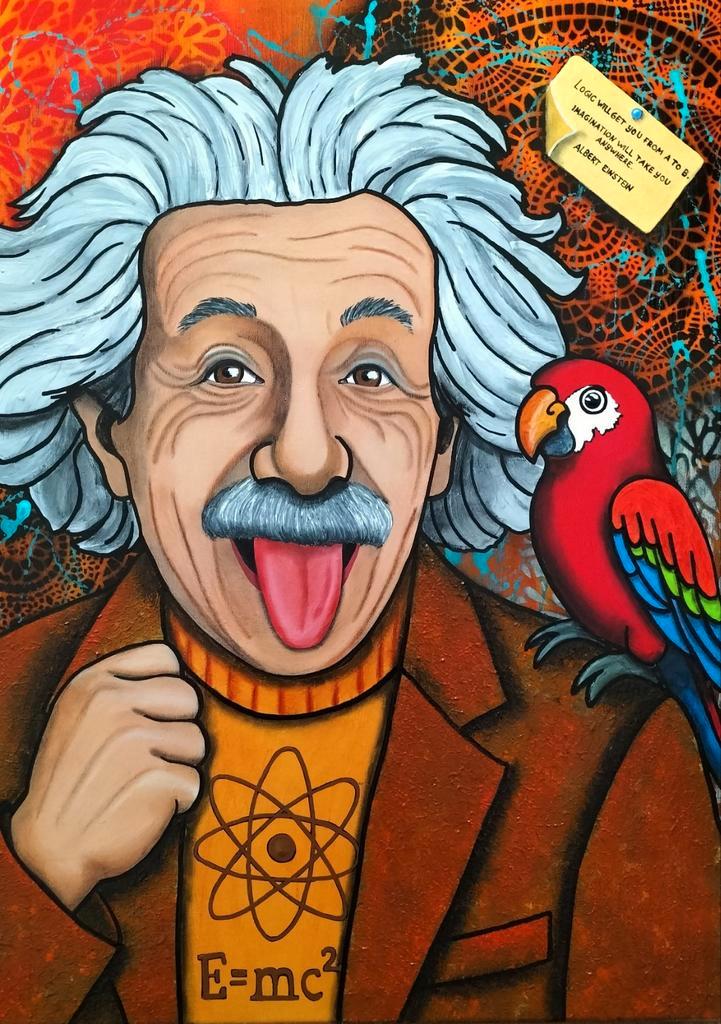 Uniek schilderij Albert Einstein, Antiek en Kunst, Kunst | Schilderijen | Modern, Ophalen