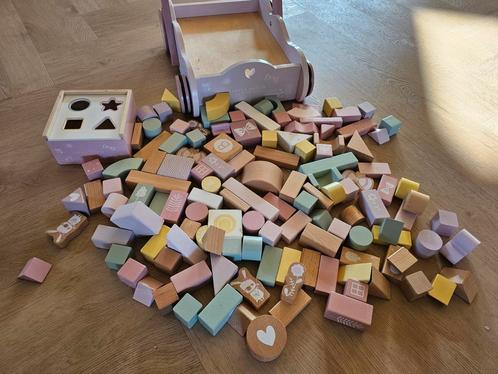 Partij Little Dutch speelgoed houten blokken en loopwagen, Kinderen en Baby's, Speelgoed | Babyspeelgoed, Zo goed als nieuw, Overige typen
