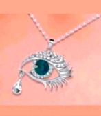 Ketting oog saffier, Verzenden, Nieuw, Zilver, Met hanger