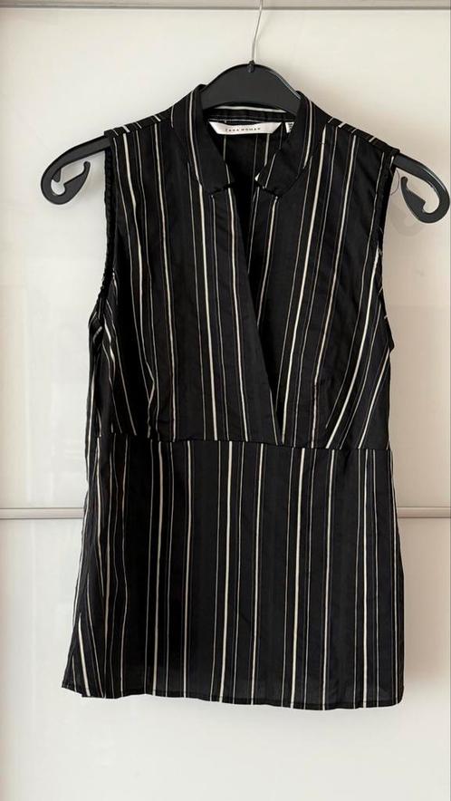 Zara-woman top, zwart/ dunne accentstrepen, maat L, Kleding | Dames, Tops, Zo goed als nieuw, Maat 42/44 (L), Zwart, Zonder mouw