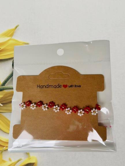 Bead Daisy Bracelet, Sieraden, Tassen en Uiterlijk, Armbanden, Nieuw, Overige materialen, Rood, Met bedels of kralen, Ophalen