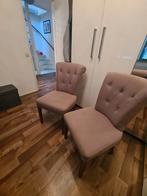 2 als nieuw taupe Dubbelman eetkamerstoelen, Ophalen, Zo goed als nieuw, Bruin, Twee