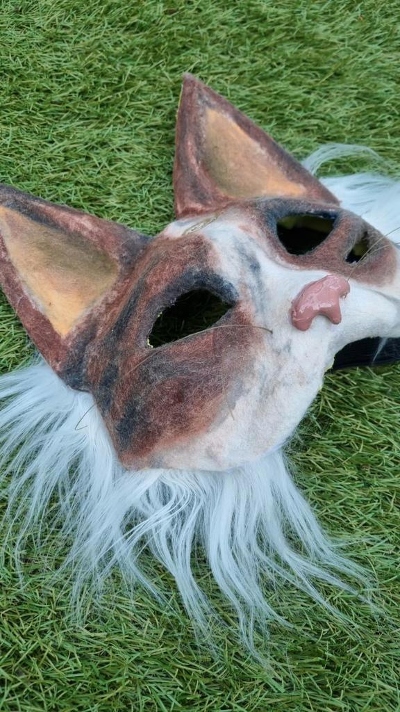 therian fursuit masker Kat + eye material, Hobby en Vrije tijd, Kostuums, Theaterbenodigdheden en LARP, Nieuw, Accessoires, Ophalen of Verzenden