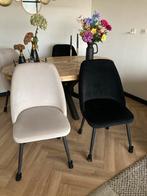 Eetkamerstoelen: 2 Champagne & 2 Zwart velvet, Huis en Inrichting, Stoelen, Overige materialen, Zwart, Ophalen of Verzenden, Zo goed als nieuw