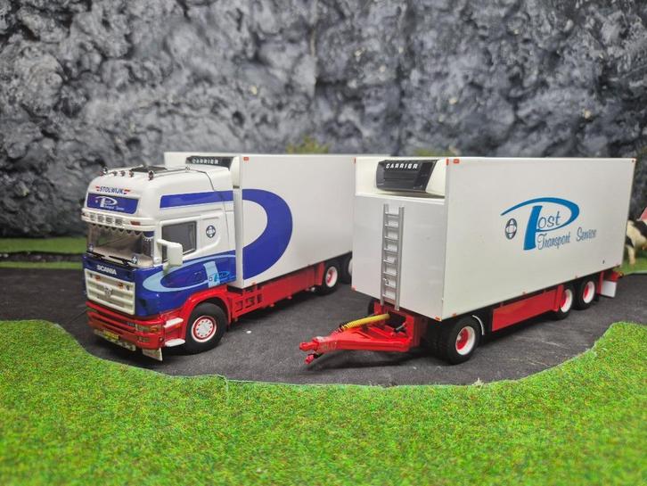 WSI Marcel Post; SCANIA R4 TOPLINE RIGED REEFER 01-4347, Hobby en Vrije tijd, Modelauto's | 1:50, Nieuw, Bus of Vrachtwagen, Wsi