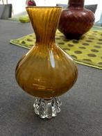 Vintage amberkleurige vaas van Aseda Zweden, jaren '60., Gebruikt, Overige kleuren, Ophalen of Verzenden, Glas