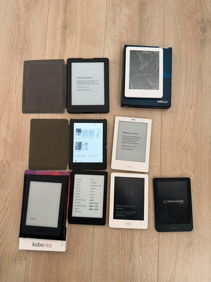 8x kobo e-readers clara hd, glo, nia, aura, touch, Computers en Software, E-readers, Zo goed als nieuw, 6 inch of minder, 4 GB of minder