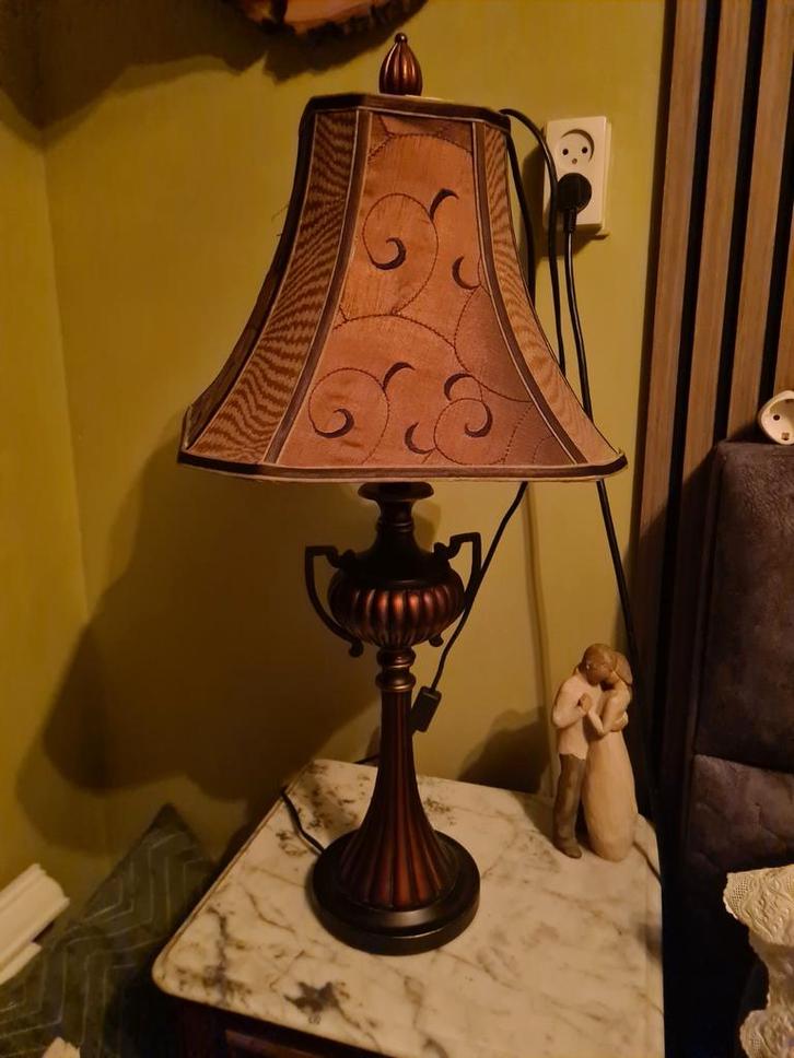 Decoratieve Tafellamp met Stoffen Kap, Huis en Inrichting, Lampen | Vloerlampen, Gebruikt, Minder dan 100 cm, Metaal, Stof, Ophalen of Verzenden