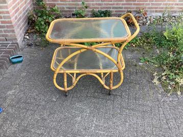 vintage rotan trolley serveerwagen Rohé Noordwolde izgst beschikbaar voor biedingen