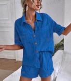 Tweedelige set blouse + korte broek katoen maat S, Blauw, Ophalen of Verzenden, Zo goed als nieuw, Maat 36 (S)