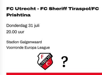 Fc Utrecht - Sheriff / Fc Pristhina 31-07 20:00 Bunnikside beschikbaar voor biedingen