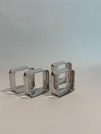 4x vierkante servetringen RVS, Ophalen of Verzenden, Rvs of Chroom