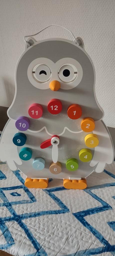 Leerzame houten klok Janod, Kinderen en Baby's, Speelgoed | Houten speelgoed, Zo goed als nieuw, Overige typen, Ophalen of Verzenden