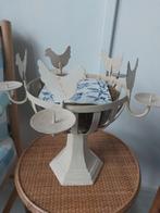 Witte kandelaar met kippen, Gebruikt, Crème, Ophalen of Verzenden, Metaal