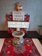 👍Grijsgewolkt EMAILLE 2 pits oliestel met emaille lekblad, Ophalen of Verzenden