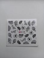 Velletje nagel water decals stickers BN-1199 bloemetjes, Verzenden, Zwart, Nieuw, Handen en Nagels