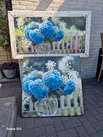 2 Tuin schilderijen (Blauwe hortensia), Tuin en Terras, Tuinwanddecoratie, Zo goed als nieuw, Ophalen