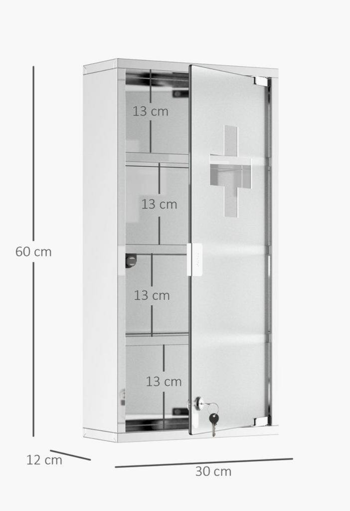 Nieuw RVS Medicijnkastje met Slot, Doe-het-zelf en Verbouw, Deuren en Horren, Nieuw, Buitendeur, 200 tot 215 cm, Glas, Metaal