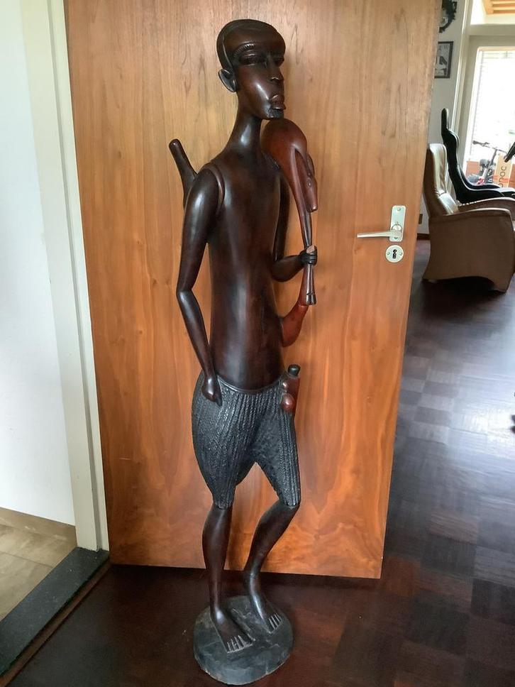 Afrikaans Houten Beeld - Handgesneden Kunst 155 cm, Antiek en Kunst, Kunst | Beelden en Houtsnijwerken, Ophalen
