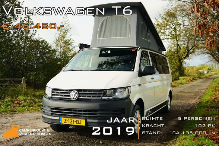 Volkswagen T6 euro 6 5-persoons Camper bj 2019 LWB Z-121-BJ, Caravans en Kamperen, Campers, Bedrijf, tot en met 4, Buscamper of Camperbus