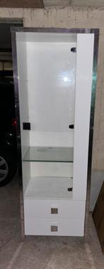 witte vitrine met glazen deur en 2 lades, Ophalen, Gebruikt, 50 tot 100 cm, Minder dan 100 cm
