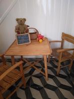Vintage retro kindertafel en 2 stoelen stevig massief hout!, Ophalen, Gebruikt, Tafel(s) en Stoel(en)