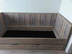 steigerhout bed met lade, Beige, 90 cm, Gebruikt, Eenpersoons