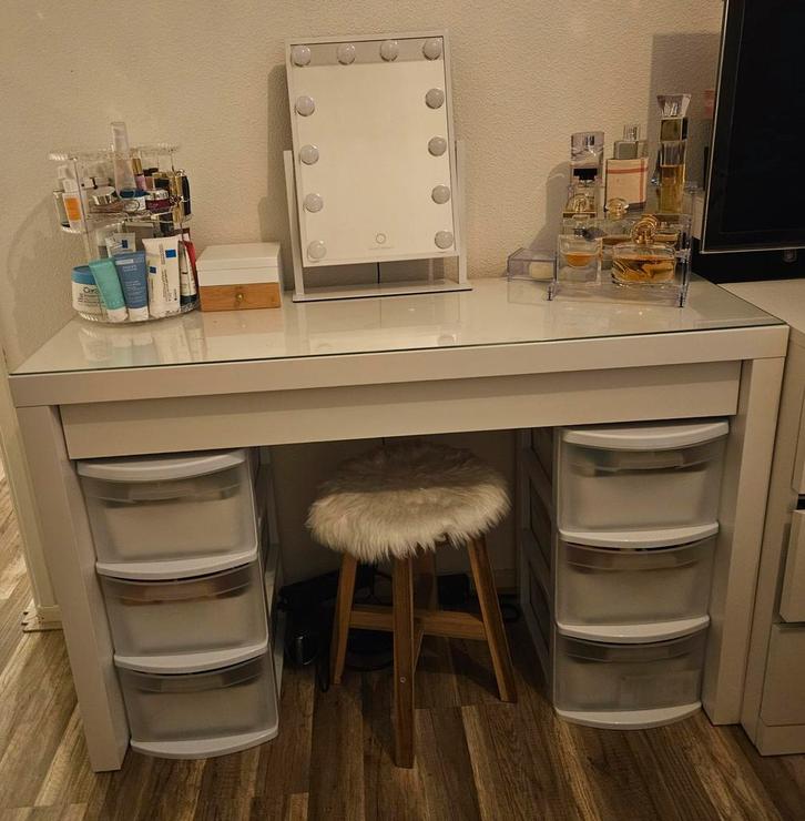 Malm Make-up Tafel + Spiegel (Optioneel), Huis en Inrichting, Tafels | Kaptafels, Zo goed als nieuw, Minder dan 100 cm, 100 tot 150 cm