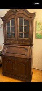 Hoge vitrine kast secretaire, Huis en Inrichting, Ophalen, Gebruikt