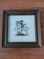 Ingelijste tegel 20 x 20 cm jager te paard, Antiek en Kunst, Antiek | Wandborden en Tegels, Ophalen of Verzenden