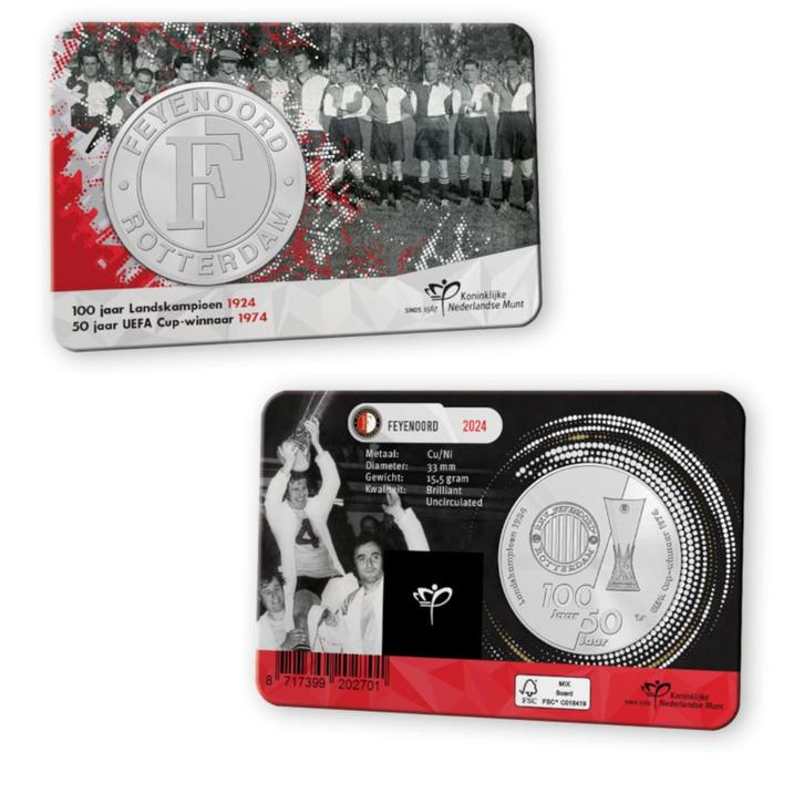 Penning Nederland 2024 - BU Coincard Feyenoord + NFT, Postzegels en Munten, Penningen en Medailles, Overige materialen, Nederland