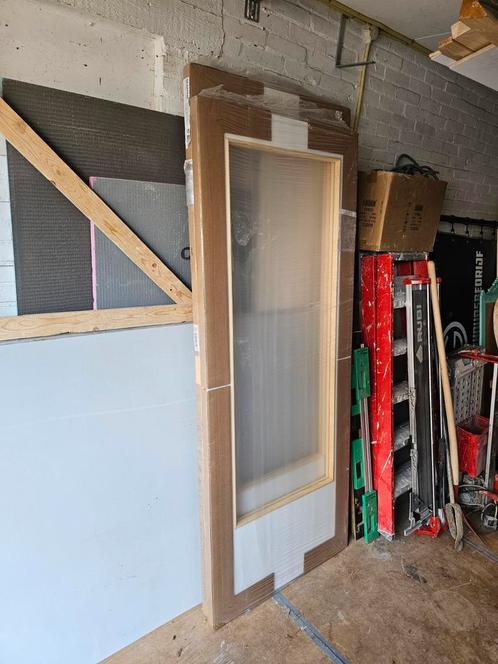 2x stompe skantrae deuren met groot glas, Doe-het-zelf en Verbouw, Deuren en Horren, Nieuw, Binnendeur, 200 tot 215 cm, 80 tot 100 cm