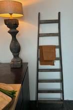 Teakhouten decoratie ladder sober sleets imperfect, Antiek en Kunst, Ophalen