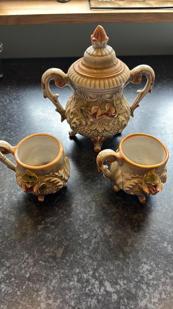 Prachtig Capodimonte porseleinen theeset handbeschilderd, Antiek en Kunst, Antiek | Porselein, Ophalen of Verzenden