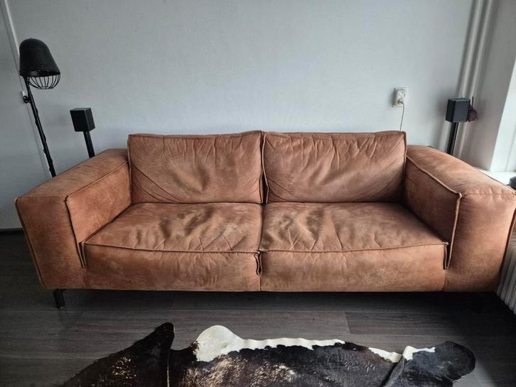 Mircoleren bank + bijpassende stoel, Huis en Inrichting, Banken | Complete zithoeken, Gebruikt, Ophalen