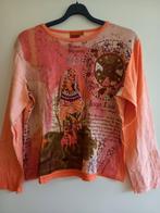 Zalmoranje geprint kleurrijk shirt, maat 44-46 ronde hals,, Surrender, Verzenden, Maat 46/48 (XL) of groter, Nieuw