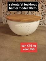 Nieuwe salontafel teakhout half ei model 70cm nu voor €50, ., Nieuw, Ophalen of Verzenden, .