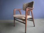 Armstoel;1950/60s Pastoe, teak beige stof zit en rugleunin, Huis en Inrichting, Stoelen, Ophalen, Gebruikt, Overige kleuren, Hout