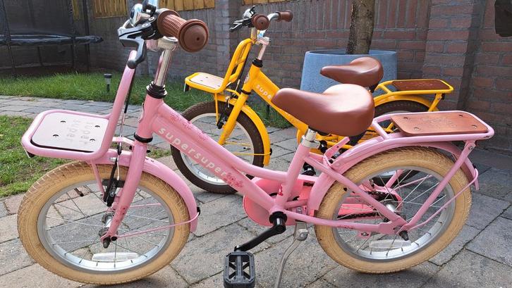 Super Cooper Roze Kinderfiets 16 inch, Fietsen en Brommers, Fietsen | Meisjes, Gebruikt, 16 inch, Handrem, Ophalen