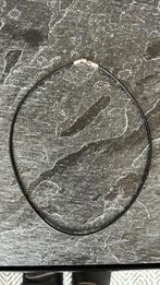 Zwart echt leren ketting met 925 zilver slot, nieuw, Ophalen of Verzenden, Nieuw, Zwart, Overige materialen