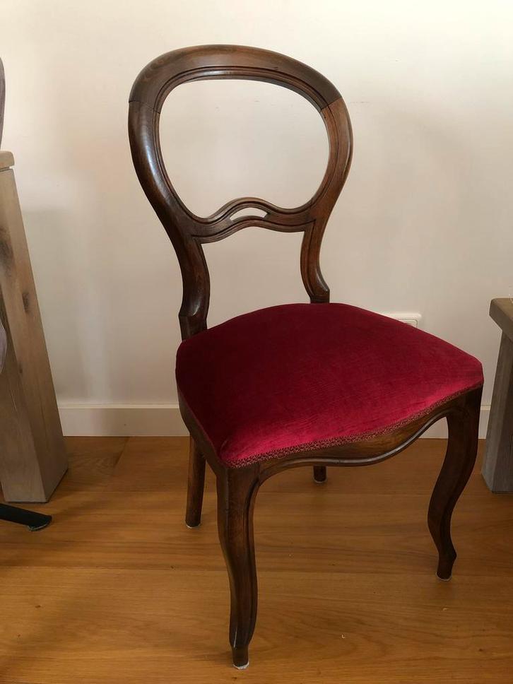 Vintage Stoel met Bordeaux Rode Bekleding, Antiek en Kunst, Antiek | Meubels | Stoelen en Banken, Ophalen