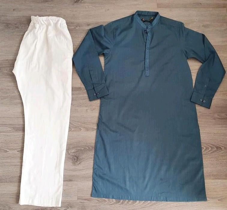 Blauw Indiase Afghaanse Kameez Broek Maat S, Kleding | Heren, Ophalen of Verzenden, Zo goed als nieuw, Onbekend