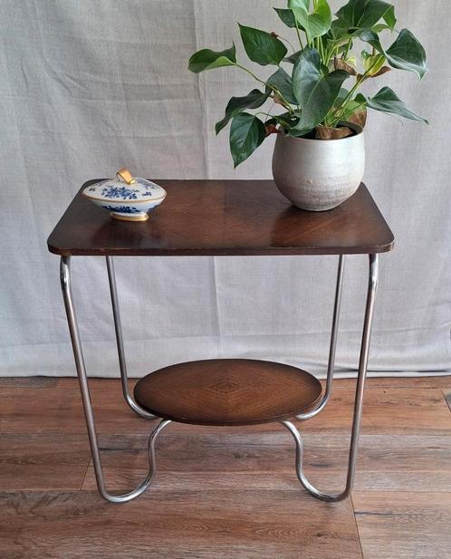 Vintage 'Bauhaus' Bijzettafeltje, Huis en Inrichting, Tafels | Bijzettafels, Zo goed als nieuw, Rechthoekig, Minder dan 55 cm