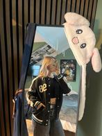 Zwarte varsity jacket met drukknopen, Zwart, Zo goed als nieuw, Maat 36 (S), Bershka