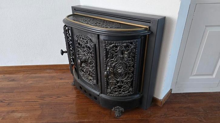 Antieke gietijzeren gaskachel ombouw – decoratief, Huis en Inrichting, Kachels, Gebruikt, Gaskachel, Gas, Ophalen
