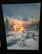KERST schilderij, poster,  Winterlandschap met Verlichting, Overige materialen, Minder dan 50 cm, Gebruikt, Ophalen of Verzenden