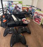 Xbox 360 met games, microfoons, Kinect camera, controllers, Ophalen, 120 GB, Met 3 controllers of meer, Gebruikt