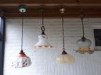 Vintage retro hanglampen Antiek Art Deco glas jaren 30, 50 tot 75 cm, Glas, Ophalen of Verzenden, Zo goed als nieuw